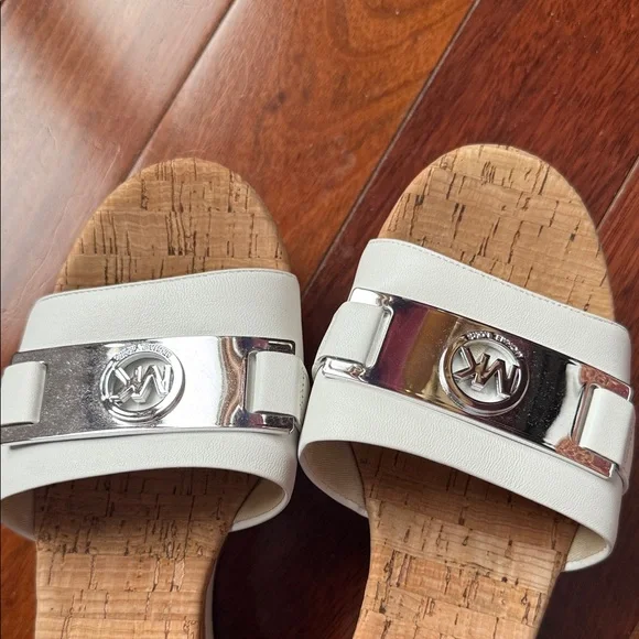 Michael Kors White and Silver Slide Sandals - Picture 6 of 6
